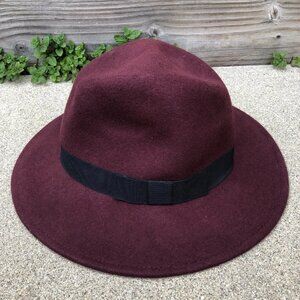 PRIMARK Fedora Hat Women's One Size 100% Wool Purple Wide Brim Cap
